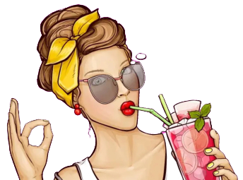 pop art girl drinking cocktail